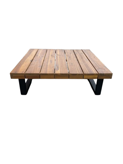 Linea Coffee Table (Black Frame with Bamboo Top) Desert River Rentals