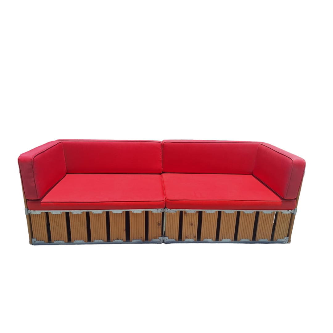 The Lounge Crate Red 4 Seater Natural Wood Desert River Rentals