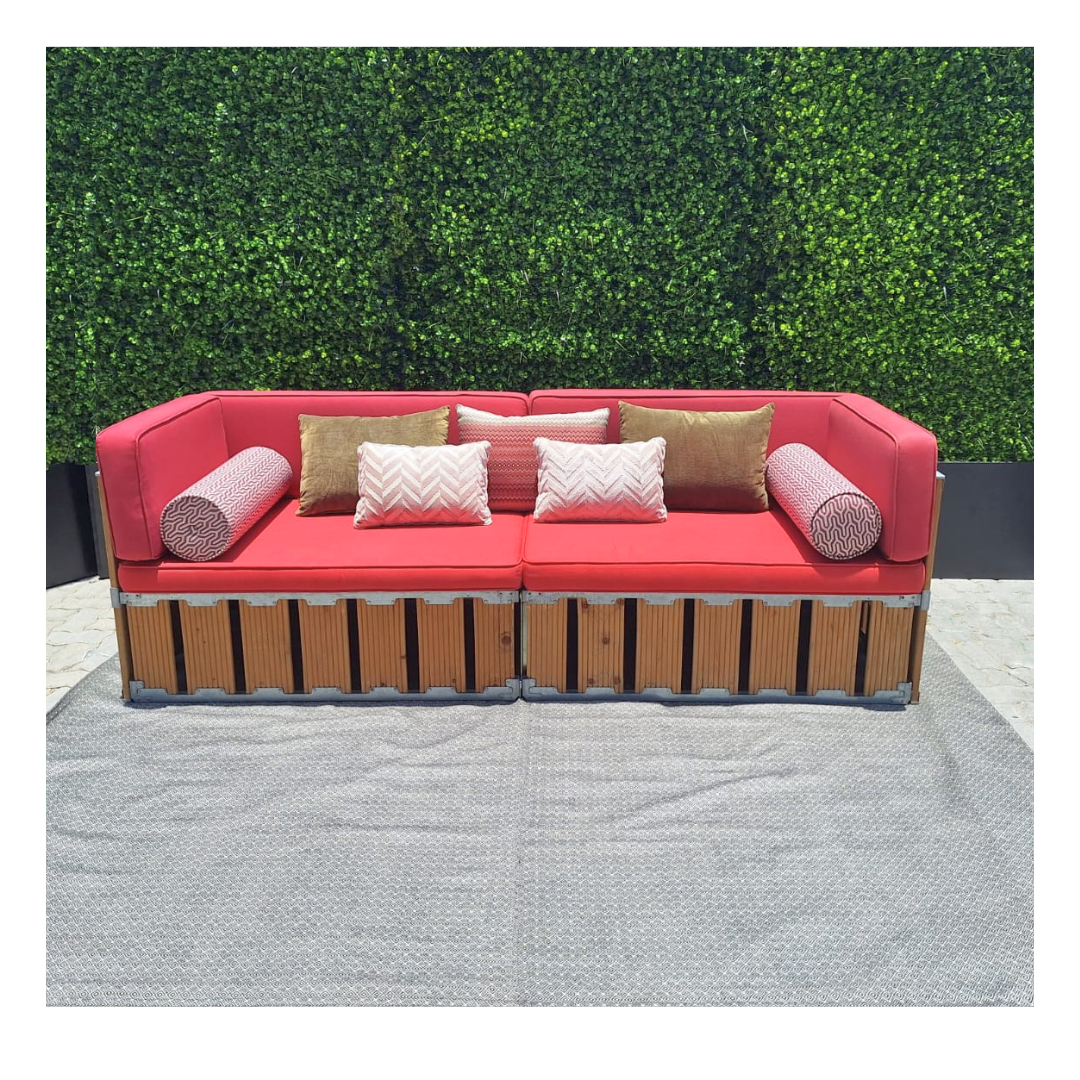 The Lounge Crate Red 4 Seater Natural Wood Desert River Rentals