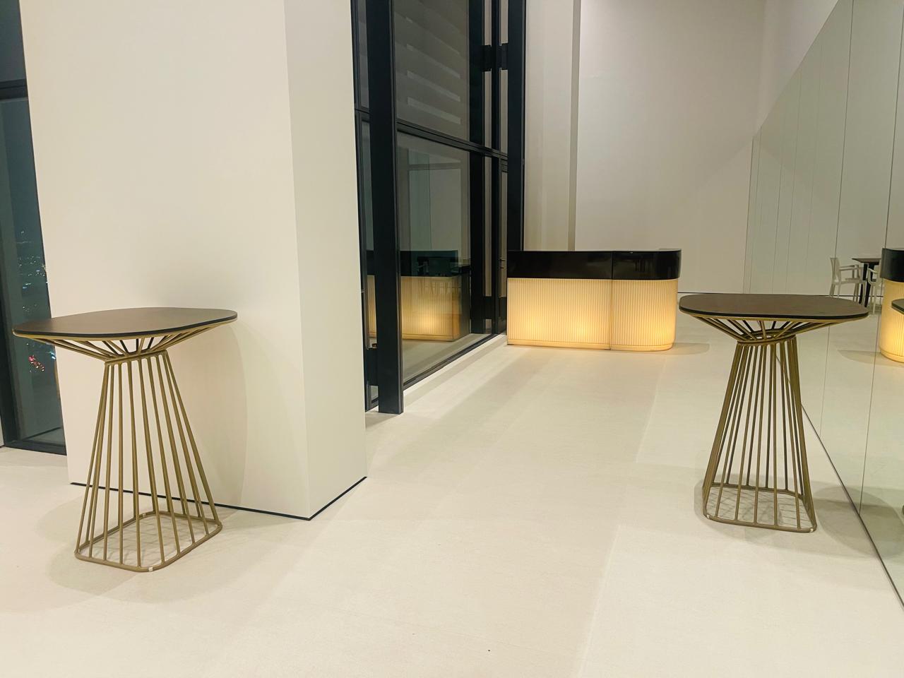 Corset Cocktail Table (Champagne Gold) Desert River Rentals